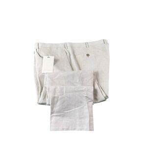Suit Supply Tan Brescia Sondrio Cotton Linen Flat Front Trouser Size 44x30 NWT